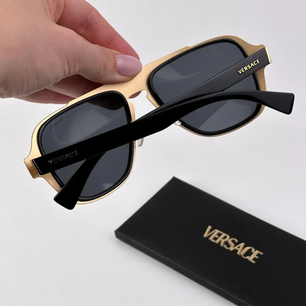 Versace Men’s Sunglasses – Black Aviator Frame Polarized Lenses | VE2199 100281